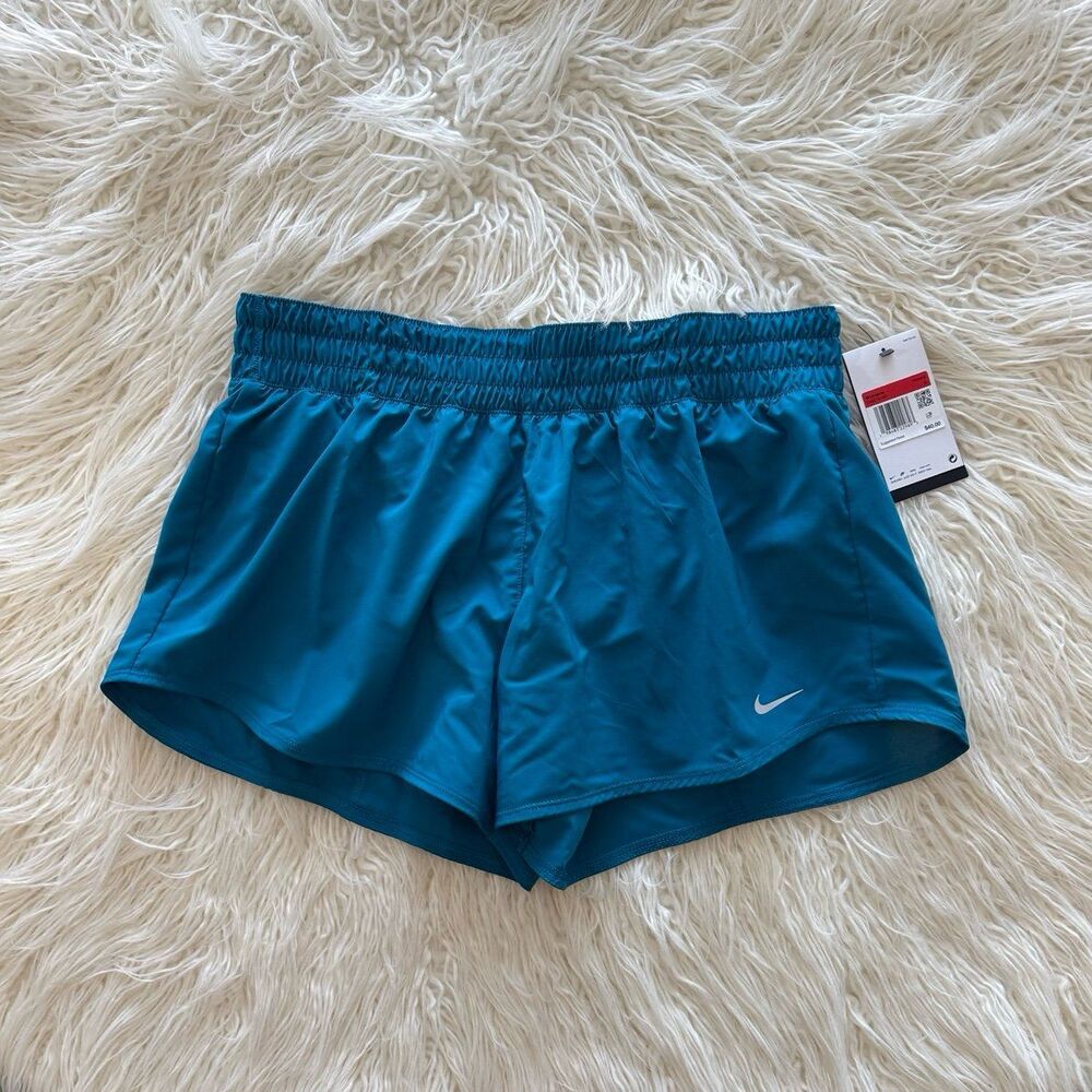 Nike One Dri-FIT Mid-Rise 3" Brief-Lined Shorts Green Abyss Size Large